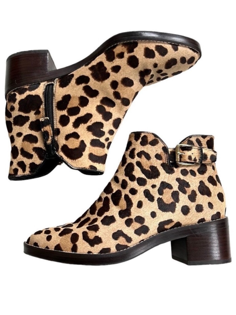 Like new Cole Haan Leather / Calf Hair Cheetah Patterned Ankle Boots